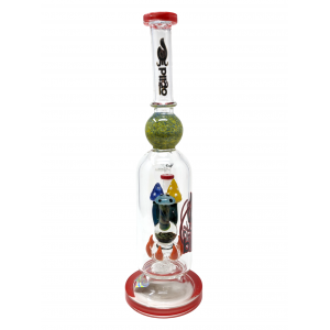 14" BIIGO Glass By Lookah Spiked Mushroom Perc Straight Water Pipe Rig (Red) - [GT061]