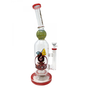 14" BIIGO Glass Bent Neck Funky Maushroom Perc Water Pipe By Lookah - Red [GT061]