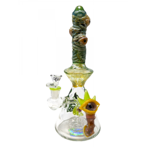 11" BIIGO Glass By Lookah Green Multi Devil Eye Matrix Perc Beaker Water Pipe - [GT063-GRN]