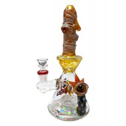 10" BIIGO Glass By Lookah Red Multi Devil Eye Matrix Perc Beaker Water Pipe - [GT064-RD]