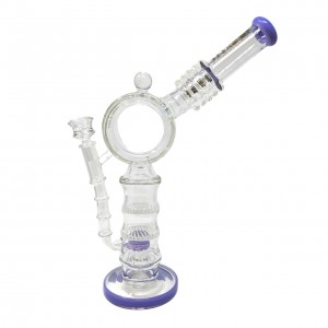 15" Lookah Donut Double Honeycomb & Upside Down Tree Perc Water Pipe - [LO027]