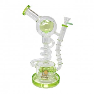 11" Lookah Fabb Egg Double Ball With Inline Perc  Spiral Recycler Water Pipe - [WPC742]