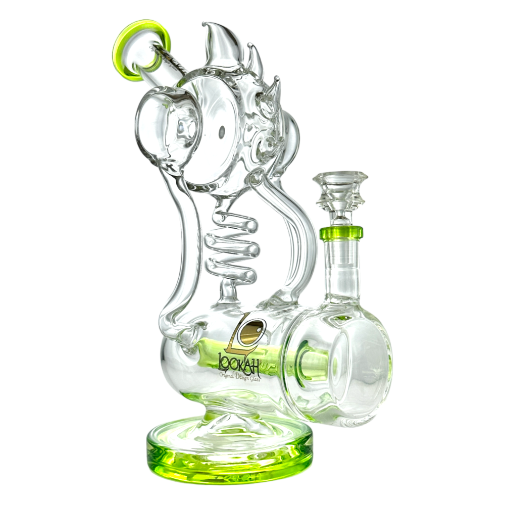 Lookah Glass - 11.5" Multi Spike Spiral Inline Perc Recycler Water Pipe - [WPC762]