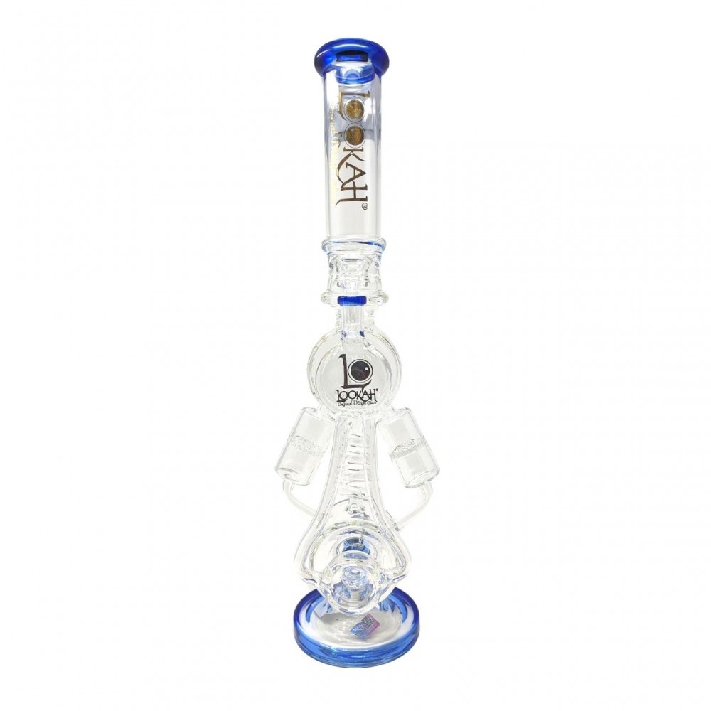 20" Lookah Spiral Barrel Double Chamber With Multi Honeycomb Perc Recycler Water Pipe - [WPC770]