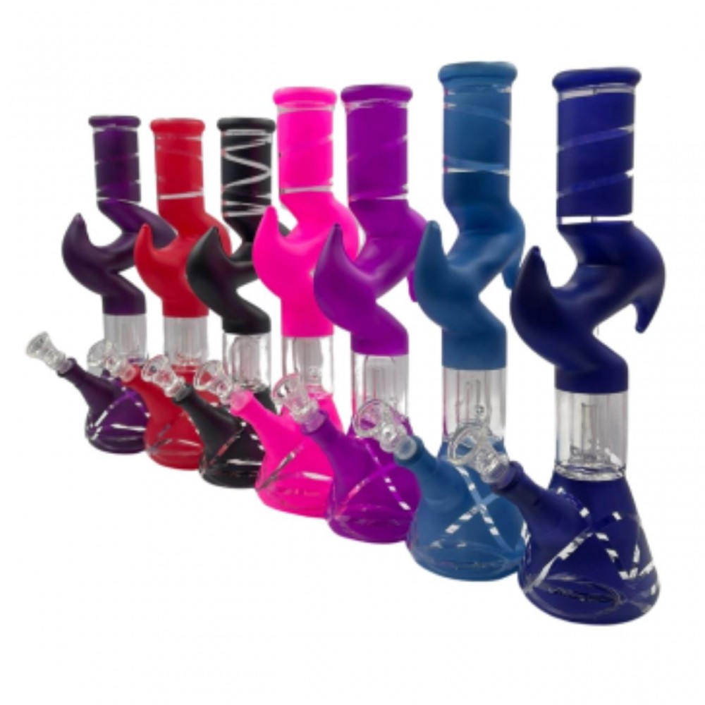 12" Sand Blasted Color Dome Perc Zong Water Pipe [PCL319]