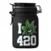 Frosted Airtight Stash Jar with Secure Clamp Lid - Design 3 - Elegant and Secure Herb Storage