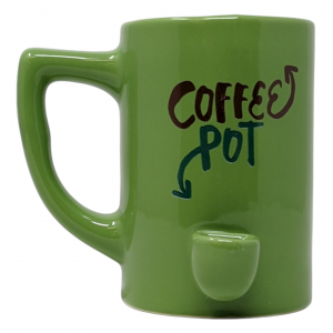 High Point Ceramic Green Coffee Pot Mug Hand Pipe - [PM003]