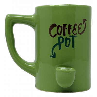 High Point Ceramic Green Coffee Pot Mug Hand Pipe - [PM003]