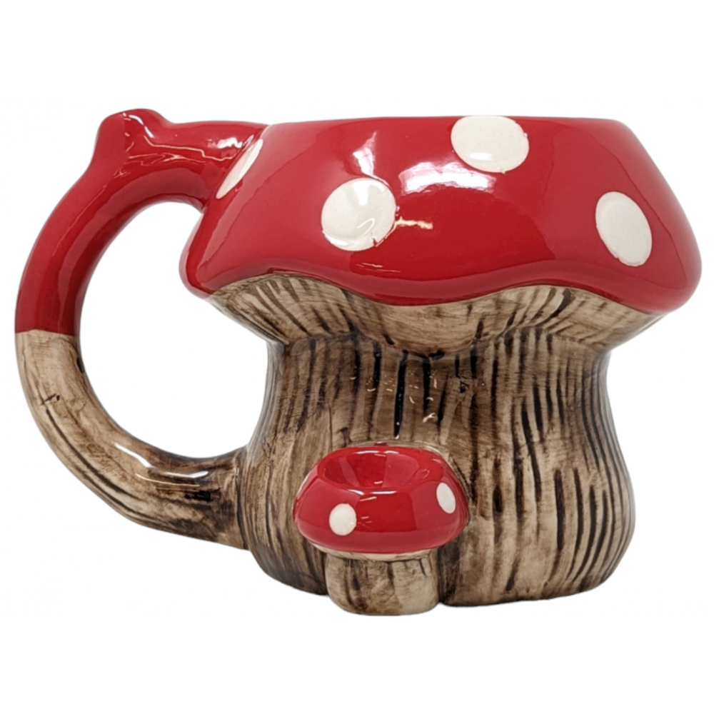 High Point Ceramic Red Mushroom Mug Hand Pipe - [PM019]