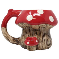 High Point Ceramic Red Mushroom Mug Hand Pipe - [PM019]