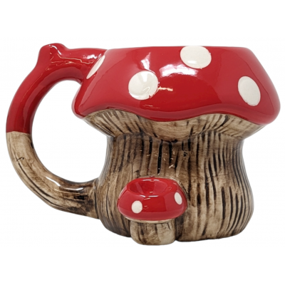 High Point Ceramic Red Mushroom Mug Hand Pipe - [PM019]