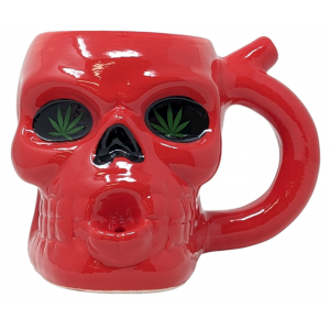 High Point Ceramic Red Skull Mug Hand Pipe - [PM049]