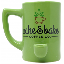High Point Ceramic Green Wake & Bake Mug Hand Pipe - [PM013]