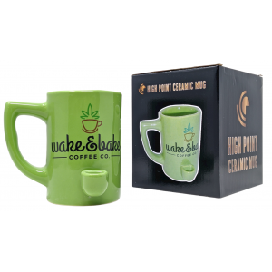 High Point Ceramic Green Wake & Bake Mug Hand Pipe - [PM013]