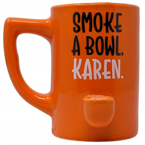 High Point Ceramic Orange Smoke a Bowl Karen Mug Hand Pipe - [PM040]