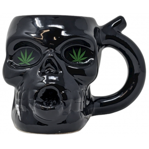 High Point Ceramic Black Skull Mug Hand Pipe - [PM046]