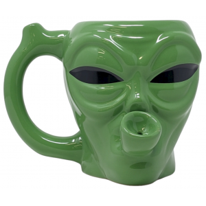 High Point Ceramic Green Alien Mug Hand Pipe - [PM062]