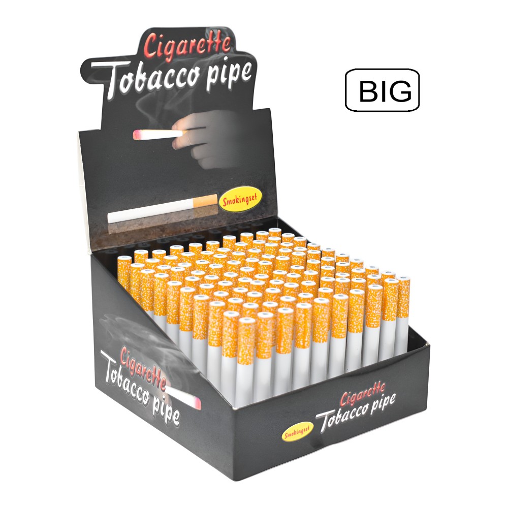 100Ct Display of Metal Cigarette One-Hitters – Big & Small Metal Cigarette One-Hitters - Big and Small Sizes - 100 Count Display