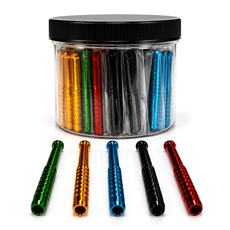 2.75" Assorted Colors Large Baseball Bat Metal Cigarette Pipe – 100ct Jar