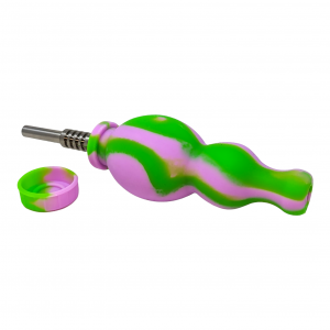 6.7'' Assorted Silicone Nectar Straw Set with Metal Tip & Silicone Dish - [FTCHP0051] [SWP316]