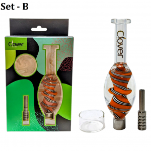 Clover Glass Twisted Color Single Ring Nectar Collector Set - [GW9740]