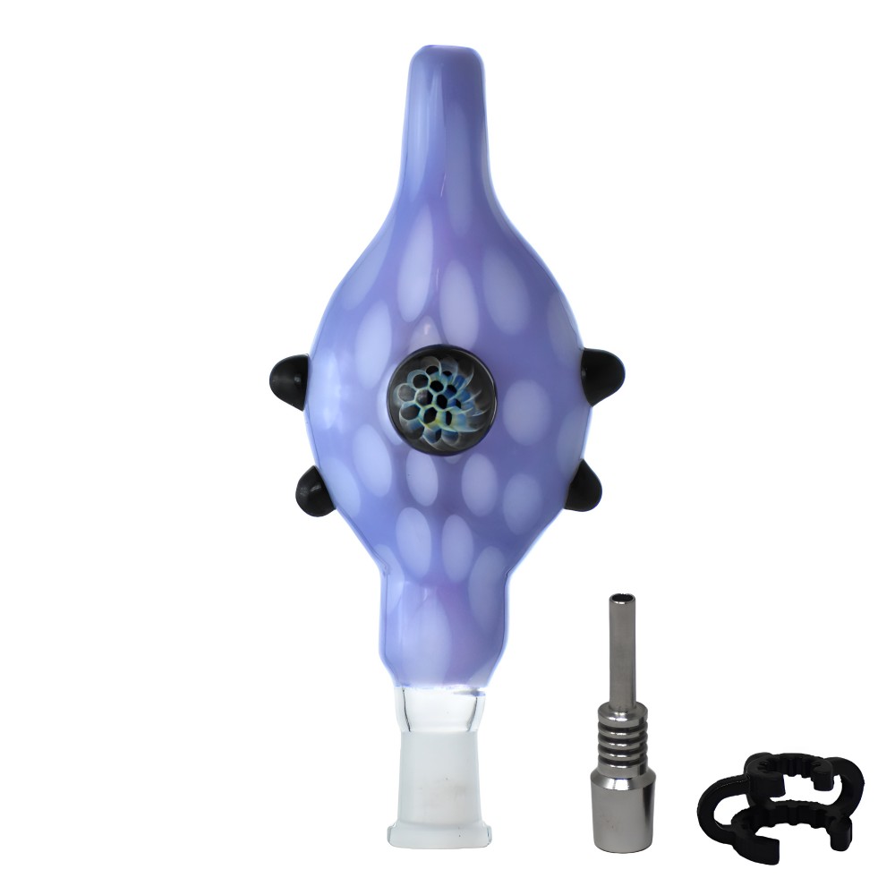 10mm Textured Glass Design Nectar Collector with SS Tip - Assorted Colors