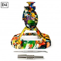 Dab in style-14mm Decal Design SS Tip, ShowerHead Perc Silicone Nectar Collector Set [WSG034-D]