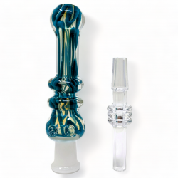 4" Fumed Sketchy Chic Art Nectar Collector W/ Quartz Tip - [D1407]