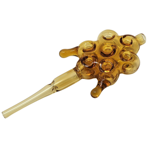 5.5" Amber Honeycomb Nectar Straw Hand Pipe - [WPJ-811-A]