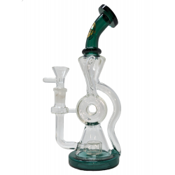 9" On Point Glass Showerhead Perc Donut Recycler Water Pipe - [ABC164]