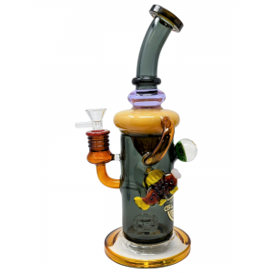 11" On Point Glass Assorted Fish Showerhead Perc Recycler Water Pipe Rig - [ABC19]