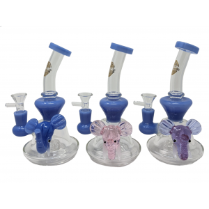 8" On Point Glass Assorted Showerhead Perc Elephant Face Beaker Water Pipe - [ABC246]