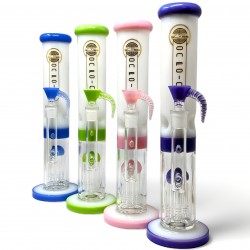 On Point Glass - 13" Two-Tone Milky Hues - Tubular Symphony Tree Perc Water Pipe - [GB770]