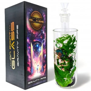 On Point Glass - 8" Burning Canopy - A Man Ablaze W/ Green Flames Gravity Water Pipe - [HXCP484E]