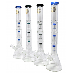 20" On Point Glass Color Rim Triple Matrix Perc Beaker Water Pipe [MB1064]