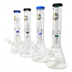 14" On Point Glass Color Rim Matrix Perc Beaker Water Pipe - [MB627]