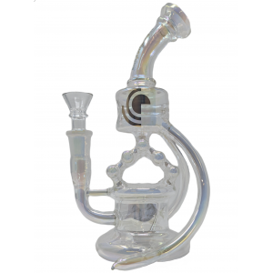 8" High Point Glass Holographic Tusk Hut Recycler Water Pipe - [OG96]