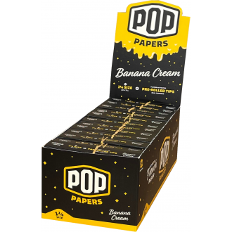 POP PAPERS Unbleached 1¼ Size Rolling Papers w/ Flavored Tips - 24ct Display