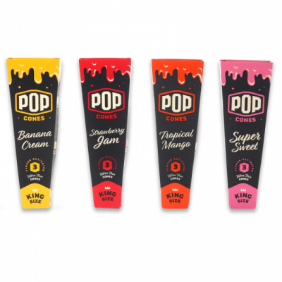 POP CONES Unbleached Flavored Cones King Size 3ct (Pack of 24)