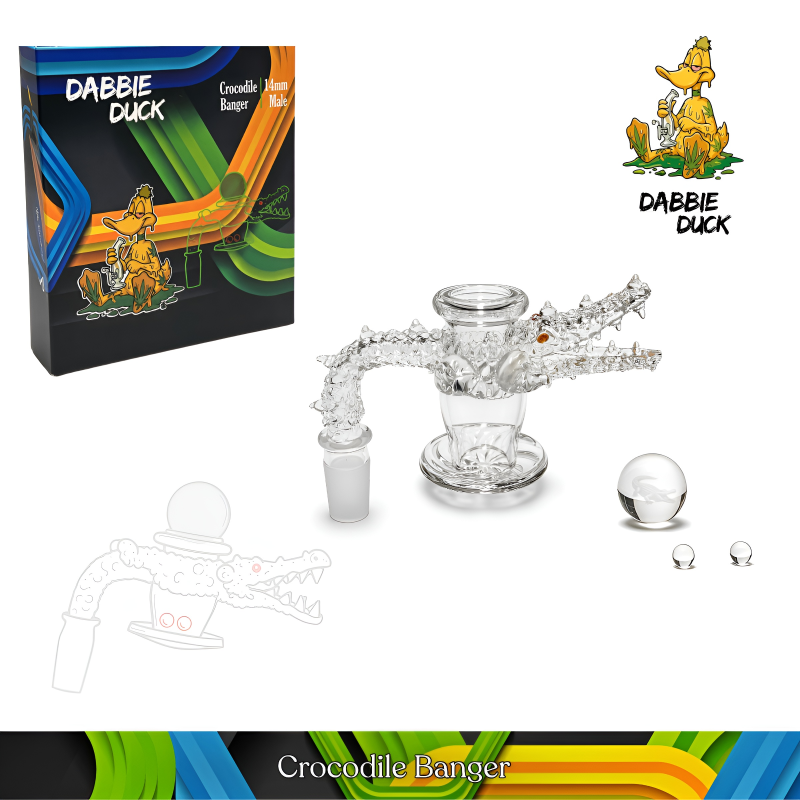 DABBIE DUCK 14mm Male 90° Crocodile Quartz Banger Kit – Carb Cap & Quartz Ball