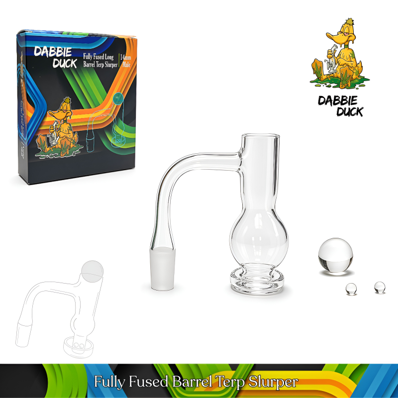 DABBIE DUCK 14mm Male Long Barrel Terp Slurper Kit – Marble & Pearls