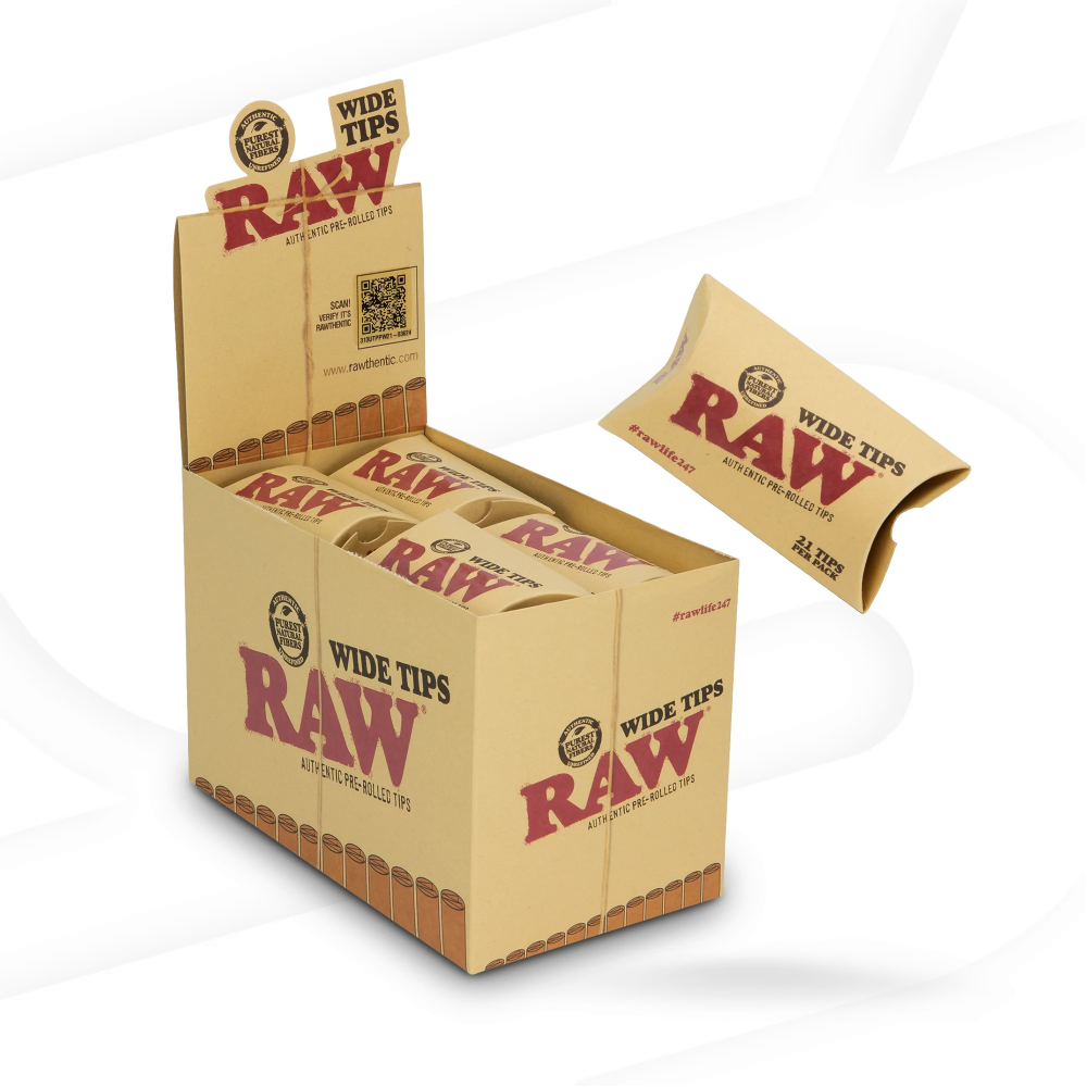 Raw Pre-Rolled Wide Tips 20ct Display
