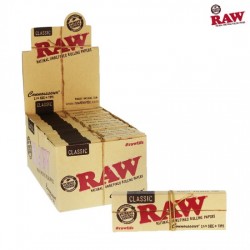 RAW Classic Connoisseur Rolling Papers 1/¼ Size With Tips - 24ct box