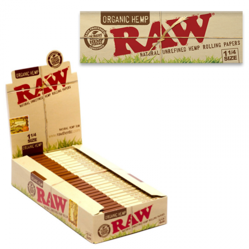 RAW Organic Hemp 1&frac14; Size Papers - (Display of 24)