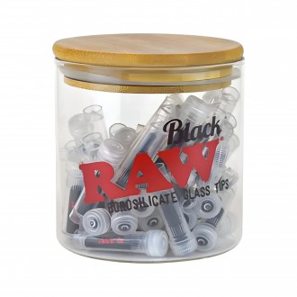 RAW - Black Glass Tips - Display of 50