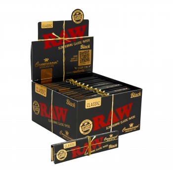 RAW® - Black Connoisseur Rolling Papers King Size Slim (32ct) - Display of 24