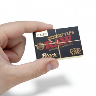 RAW - Black Xtra Long Perforated Tips (40ct) - Display of 36