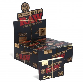 RAW® - Black Xtra Long Perforated Tips (40ct) - Display of 36