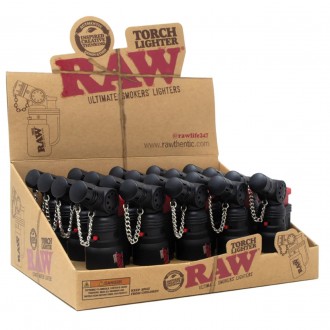RAW - Black Torch Lighter - Display of 20