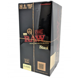 RAW Black Cones 1 1/4 Size (Pack of 6) -  (Display of 32) 